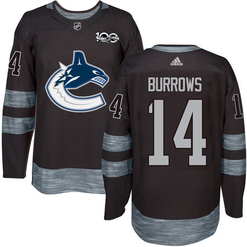 Mens Vancouver Canucks 14 Alex Burrows Black 100th Anniversary Stitched Nhl 2017 Adidas Hockey Jersey
