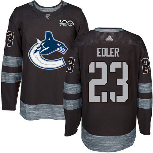 Mens Vancouver Canucks 23 Alexander Edler Black 100th Anniversary Stitched Nhl 2017 Adidas Hockey Jersey