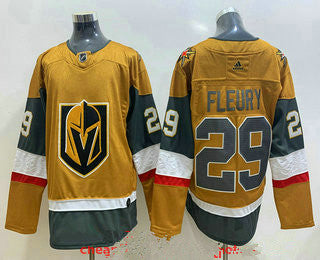 Mens Vegas Golden Knights 29 Marc andre Fleury Gold 2020 21 Alternate Stitched Adidas Jersey