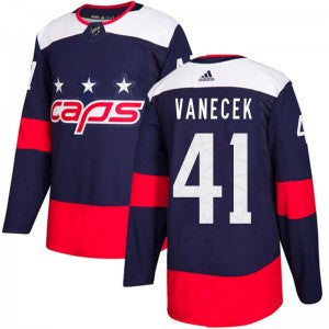 Mens Washington Capitals 41 Vitek Vanecek Adidas Authentic 2018 Stadium Series Jersey Navy Blue