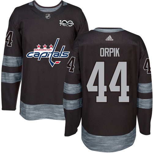Mens Washington Capitals 44 Brooks Orpik Black 100th Anniversary Stitched Nhl 2017 Adidas Hockey Jersey