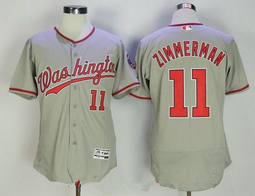 Mens Washington Nationals 11 Ryan Zimmerman Gray Road Stitched Mlb Majestic Flex Base Jersey