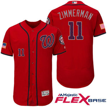 Mens Washington Nationals 11 Ryan Zimmerman Red Stars Stripes Fashion Independence Day Stitched Mlb Majestic Flex Base Jersey
