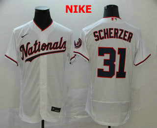 Mens Washington Nationals 31 Max Scherzer White Stitched Mlb Flex Base Nike Jersey