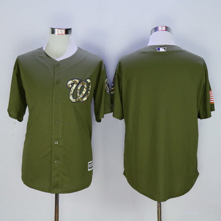 Mens Washington Nationals Blank Green Salute To Service Cool Base Baseball Jersey