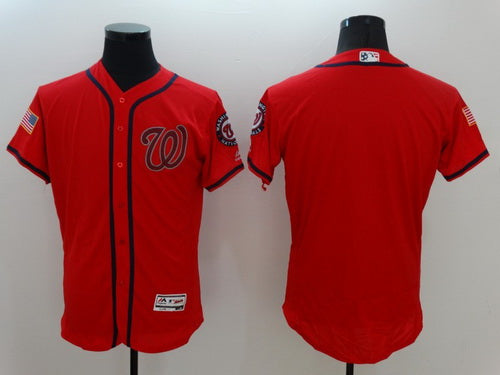 Mens Washington Nationals Blank Red Fashion Stars Stripes 2016 Flexbase Majestic Jersey