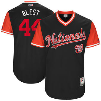 Mens Washington Nationals Ryan Madson Blest Majestic Navy 2017 Players Weekend Authentic Jersey