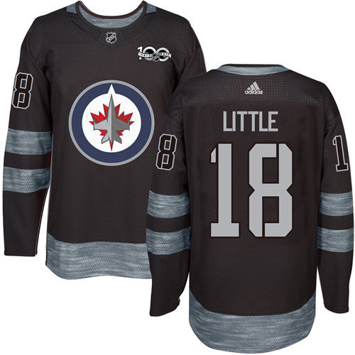 Mens Winnipeg Jets 18 Bryan Little Black 100th Anniversary Stitched Nhl 2017 Adidas Hockey Jersey