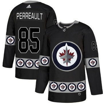 Mens Winnipeg Jets 85 Mathieu Perreault Black Team Logos Fashion Adidas Jersey