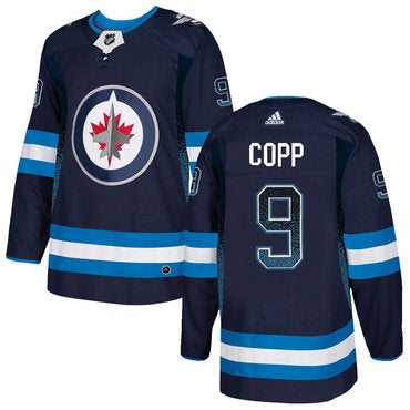 Mens Winnipeg Jets 9 Andrew Copp Navy Drift Fashion Adidas Jersey