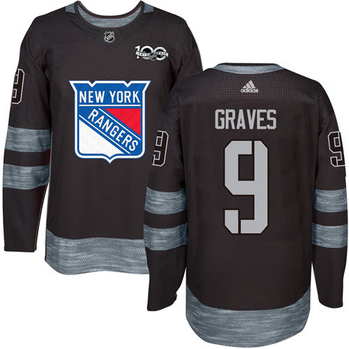 Mens York Rangers 9 Adam Graves Black 1917 2017 100th Anniversary Stitched Nhl Jersey
