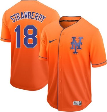 Mets 18 Darryl Strawberry Orange Fade Authentic Stitched Baseball Jersey