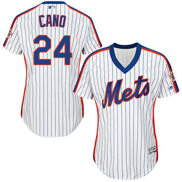 Mets 24 Robinson Cano Whiteblue Strip Alternate Womens Stitched Baseball Jersey