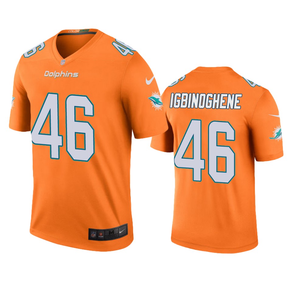 Miami Dolphins Noah Igbinoghene Orange Color Rush Legend Jersey