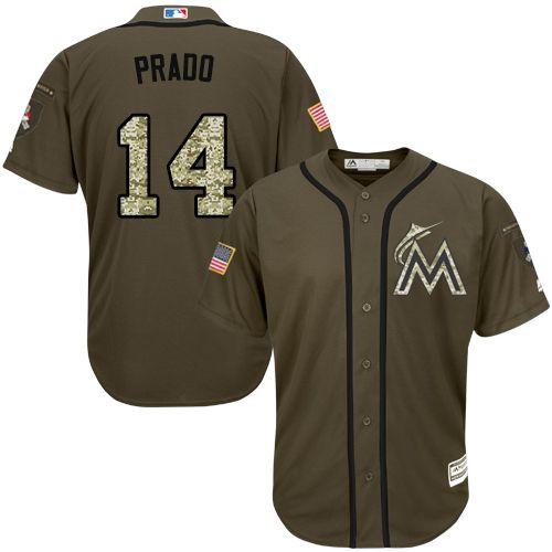 Miami Marlins 14 Martin Prado Green Salute To Service Stitched Mlb Jersey