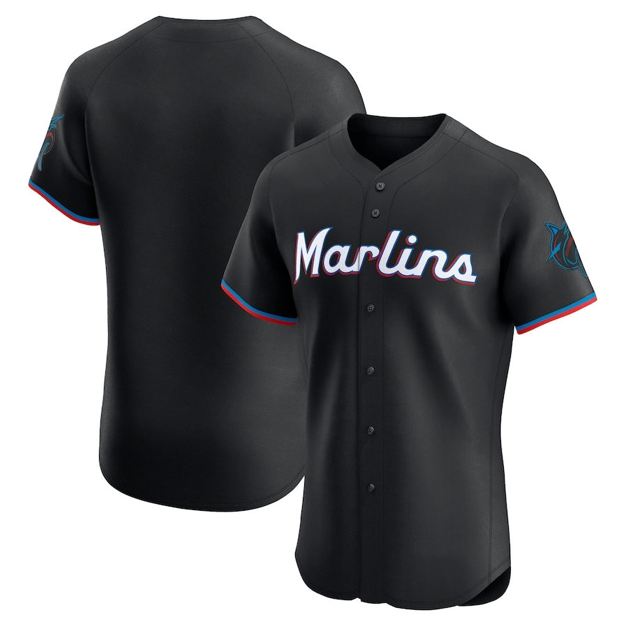 Miami Marlins Alternate Vapor Premier Elite Patch Jersey Black Stitched Baseba