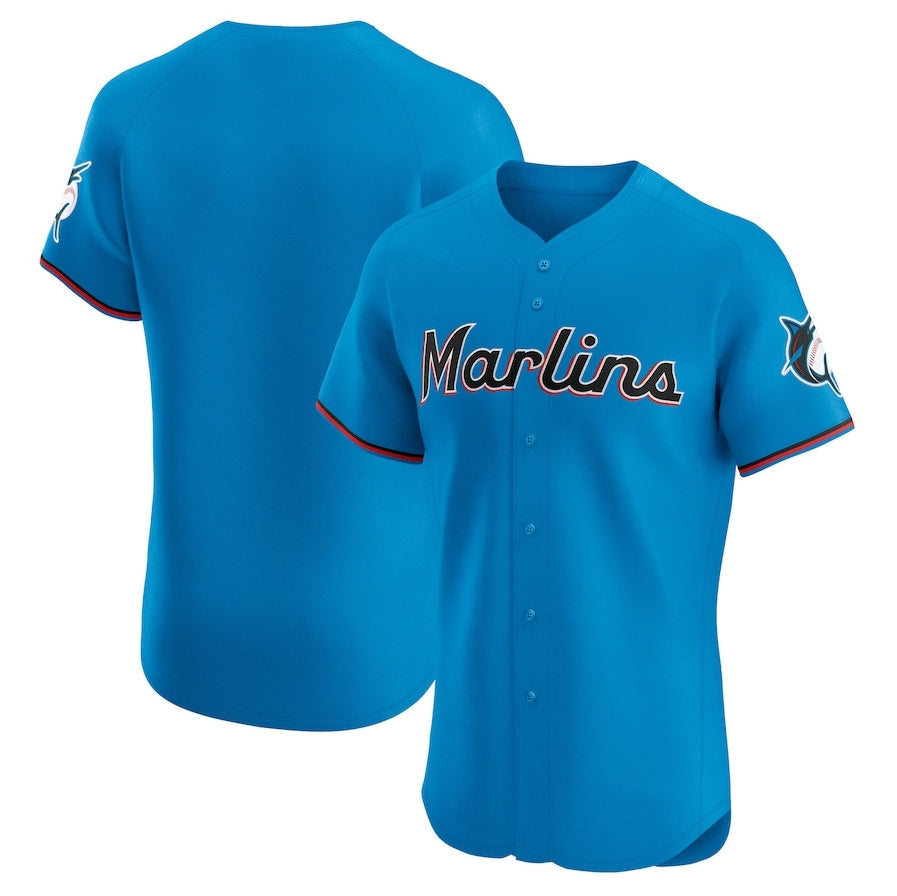 Miami Marlins Alternate Vapor Premier Elite Patch Jersey Blue Stitched Basebal