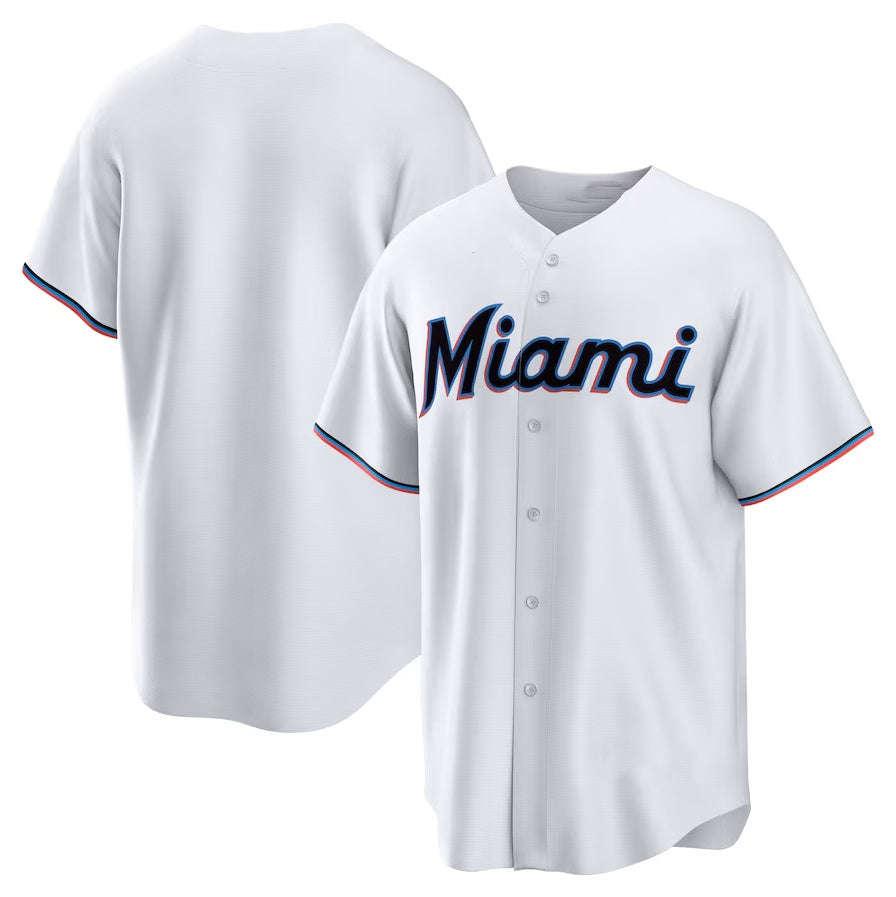 Miami Marlins Home Replica Team Jersey White Stitched Baseball Jersey