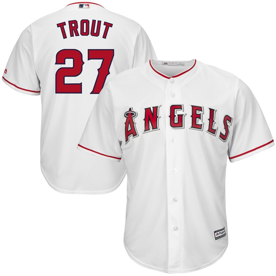 Mike Trout 27 Los Angeles Angels Majestic Big And Tall Cool Base Player Jersey White