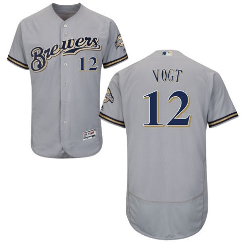 Milwaukee Brewers 12 Stephen Vogt Grey Flexbase Authentic Collection Stitched Mlb Jersey