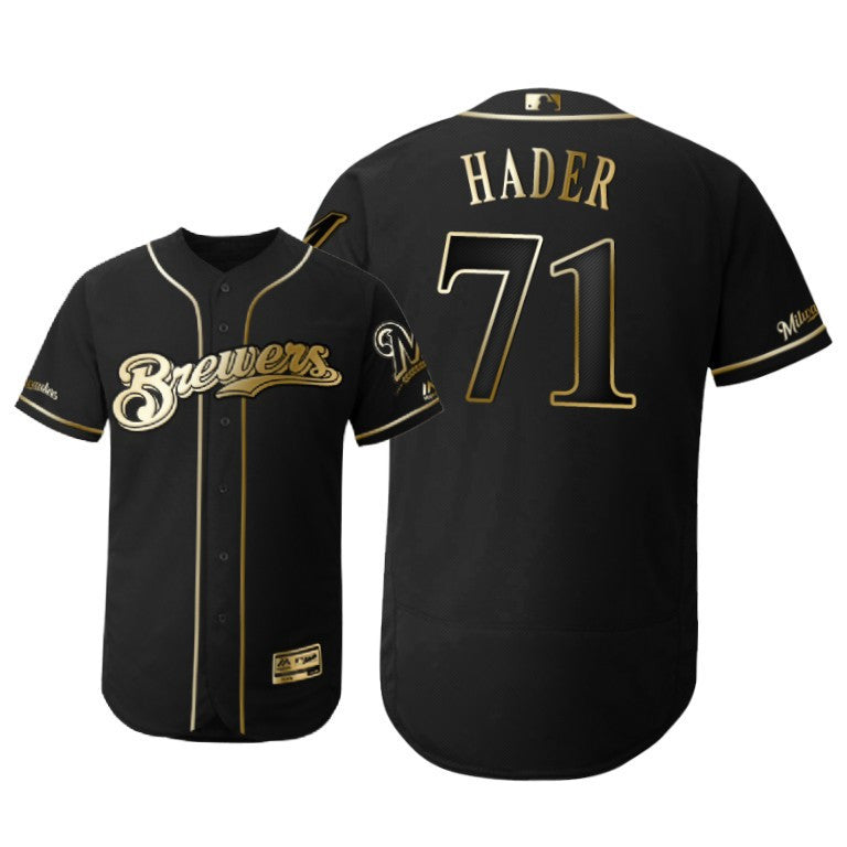 Milwaukee Brewers 71 Josh Hader Mlb 2019 Golden Brandedition Black Jersey Gift For Brewers Fans
