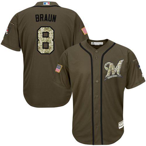 Milwaukee Brewers 8 Ryan Braun Green Salute To Service Stitched Mlb Jersey