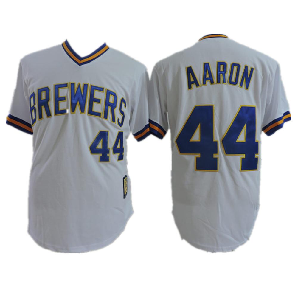 Milwaukee Brewers Hank Aaron White Pullover Throwback Jersey
