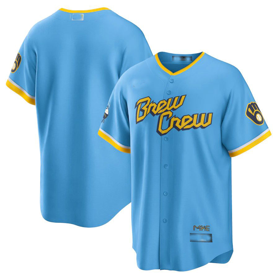 Milwaukee Brewers Powder Blue 2022 City Connect Replica Team Jersey Baseball Jer