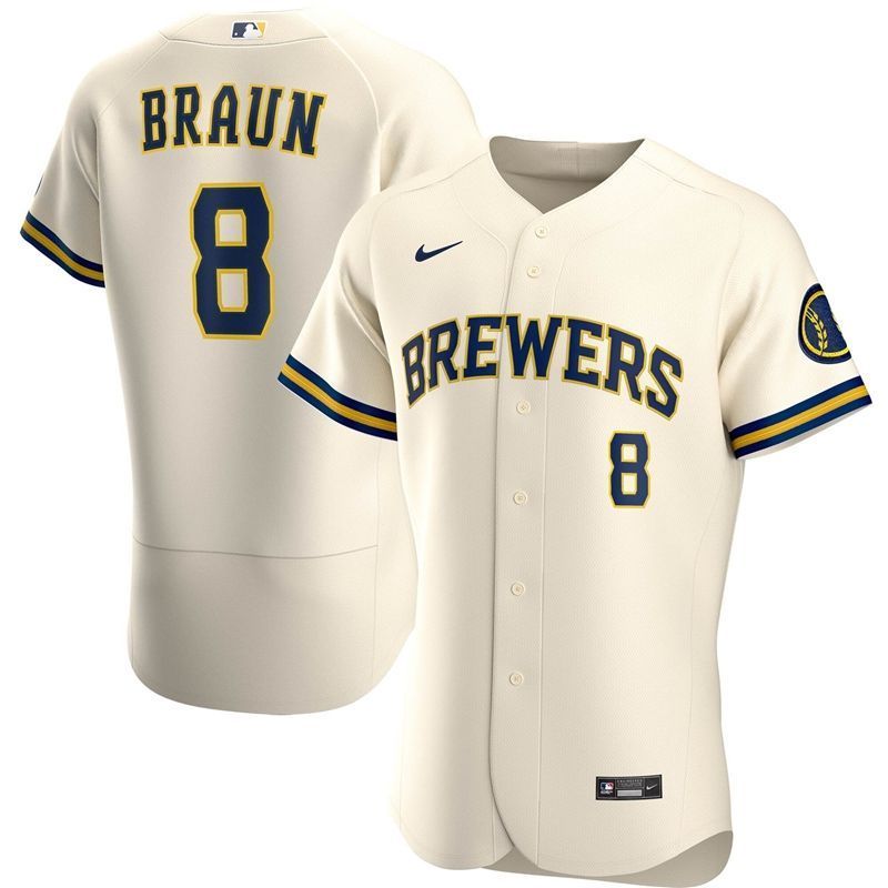 Milwaukee Brewers Ryan Braun 8 2020 Mlb White Jersey