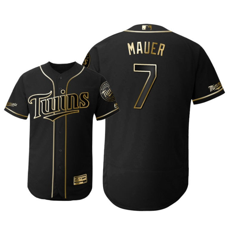 Minnesota Twins 7 Joe Mauer Mlb 2019 Golden Brandedition Black Jersey Gift For Twins Fans