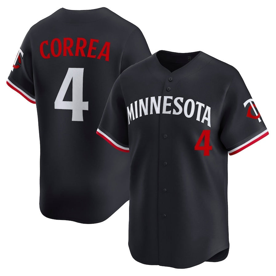 Minnesota Twins #4 Carlos Correa Alternate Limited Jersey Navy Stitched Baseba