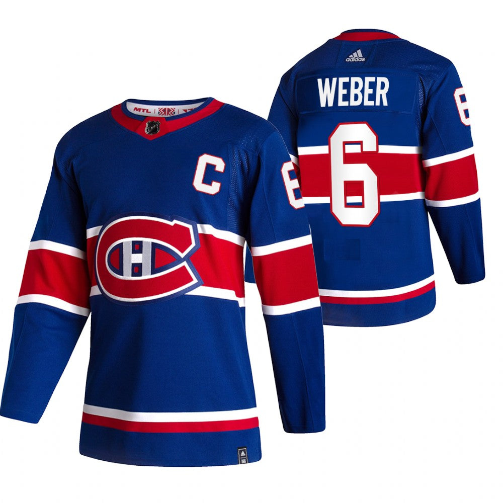 Montreal Canadiens 6 Shea Weber Blue Mens Adidas 2020 21 Reverse Retro Alternate Nhl Jersey