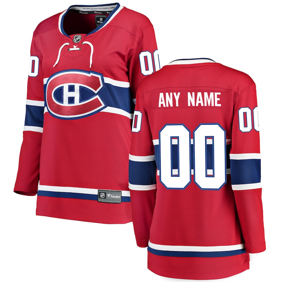 Montreal Canadiens Fanatics Branded Womens Home Breakaway Custom Jersey Red