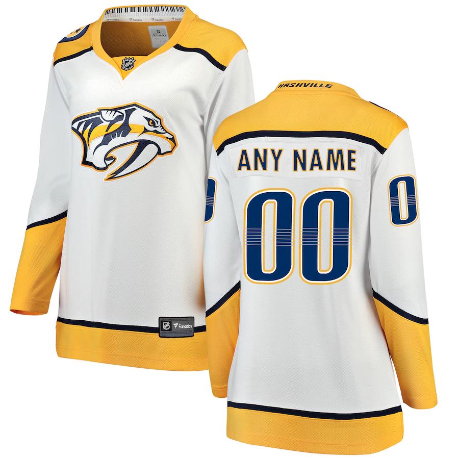 Nashville Predators Fanatics Branded Womens Away Breakaway Custom Jersey White