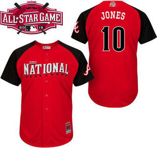 National League Atlanta Braves 10 Chipper Jones Red 2015 All star Bp Jersey