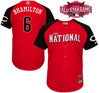National League Cincinnati Reds 6 Billy Hamilton Red 2015 All star Bp Jersey