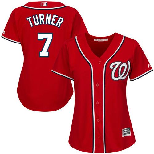 Nationals 7 Trea Turner Red Alternate Womens Stitched Baseball Jersey