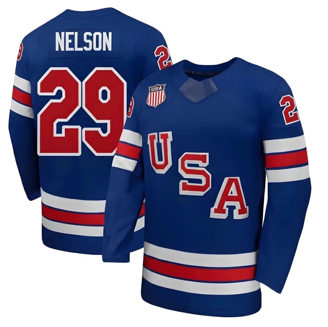 Nelson Team USA Winter Olympics 2026 Hockey Jersey Blue All Stitched