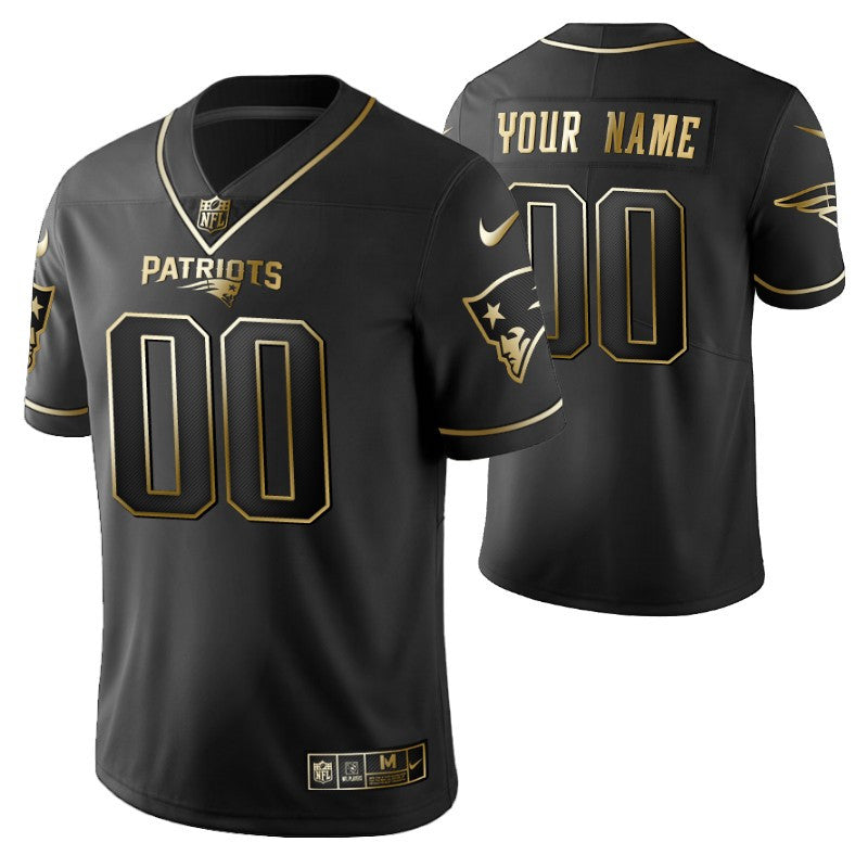 New England Patriots 2021 Nfl Golden Brandedition Black Jersey Gift With Custom Name Number For Patriots Fans