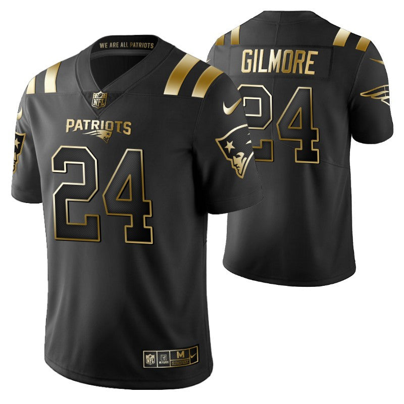 New England Patriots Stephon Gilmore 24 2021 Nfl Golden Brandedition Black Jersey Gift For Patriots Fans