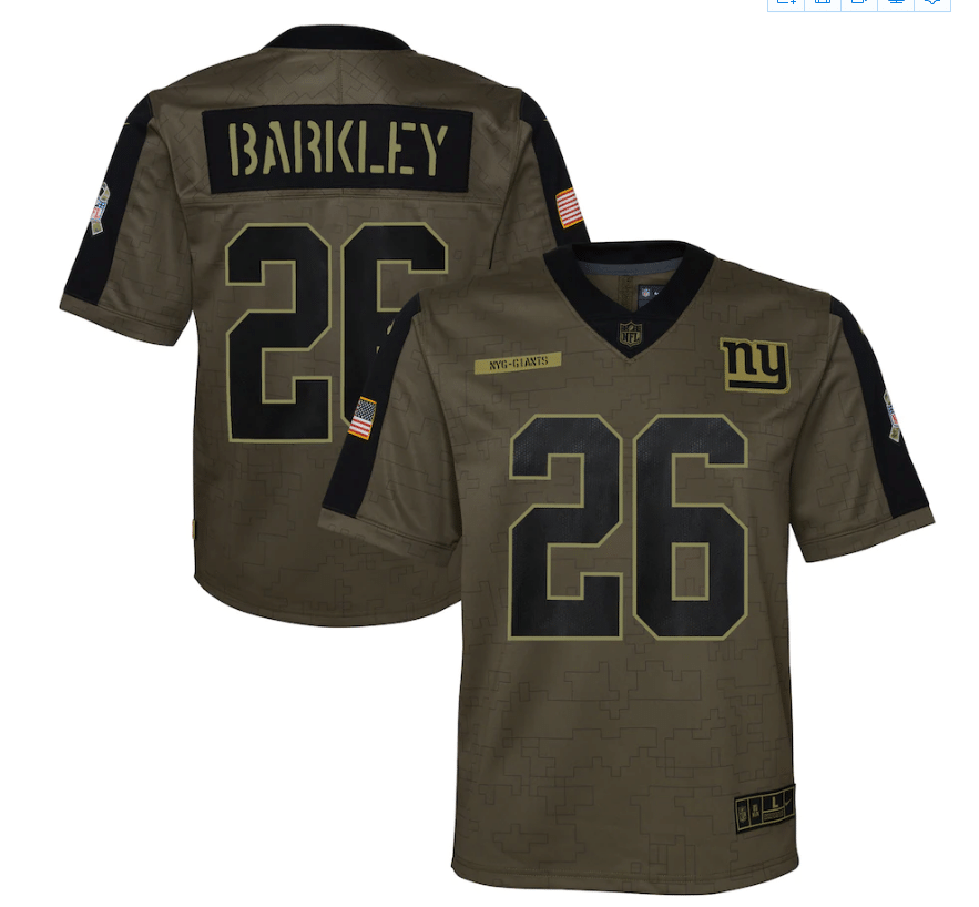 New York Giants Saquon Barkley 26 Nfl Olive 2021 Salute To Service Game Men Jersey For Giants Fans