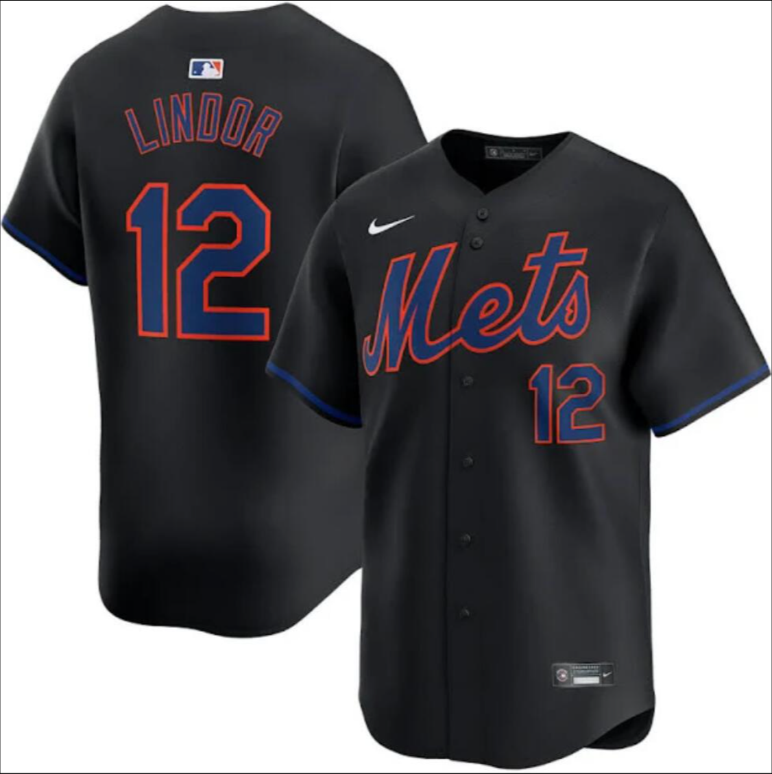 New York Mets #12 Francisco Lindor Jersey Stitched Black