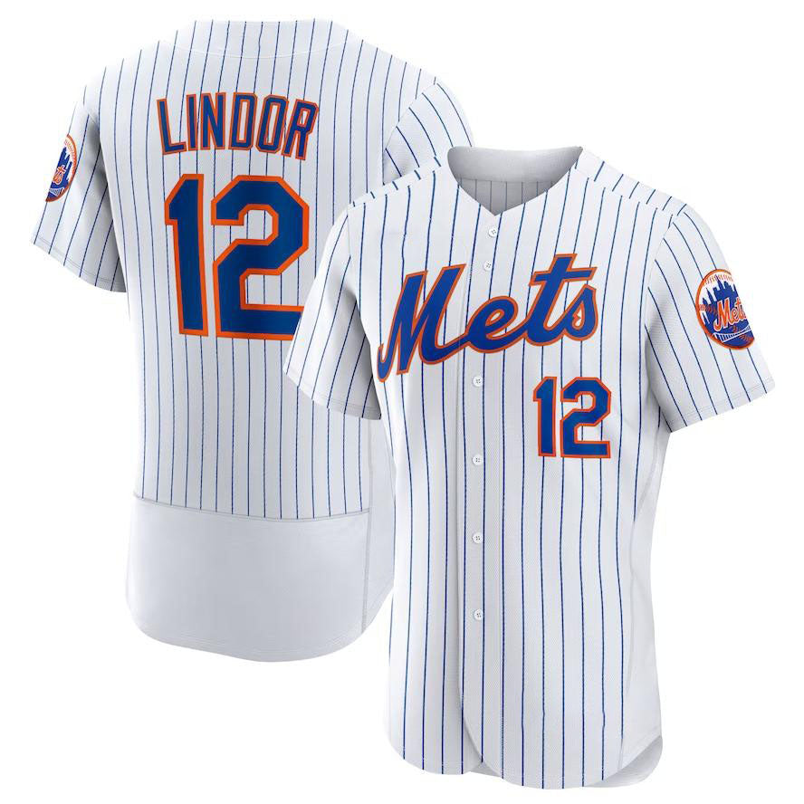 New York Mets #12 Francisco Lindor White Home Authentic Player Jersey Baseball J