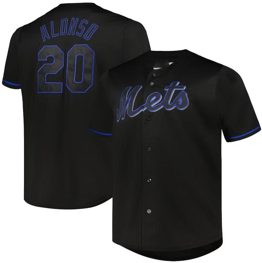 New York Mets #20 Pete Alonso Black Big & Tall Pop Fashion Jersey Baseball Jerse