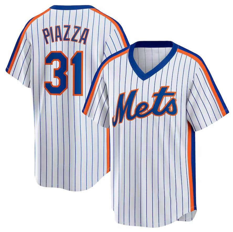 New York Mets #31 Mike Piazza White Home Cooperstown Collection Player Jersey Ba