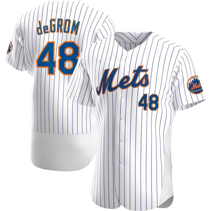 New York Mets #48 Jacob deGrom White Home Authentic Player Jersey Baseball Jerse
