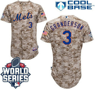 New York Mets Authentic 3 Curtis Granderson Camo 2015 World Series Patch Jersey