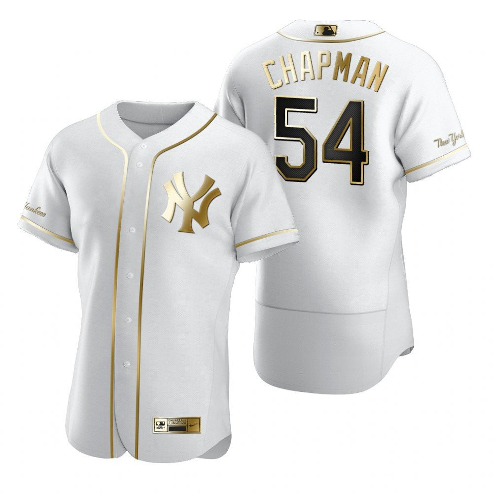 New York Yankees 54 Aroldis Chapman Mlb Golden Brandedition White Jersey Gift For Yankees Fans