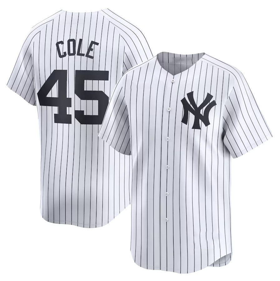 New York Yankees #45 Gerrit Cole Home Limited Player Jersey White Stitched Bas