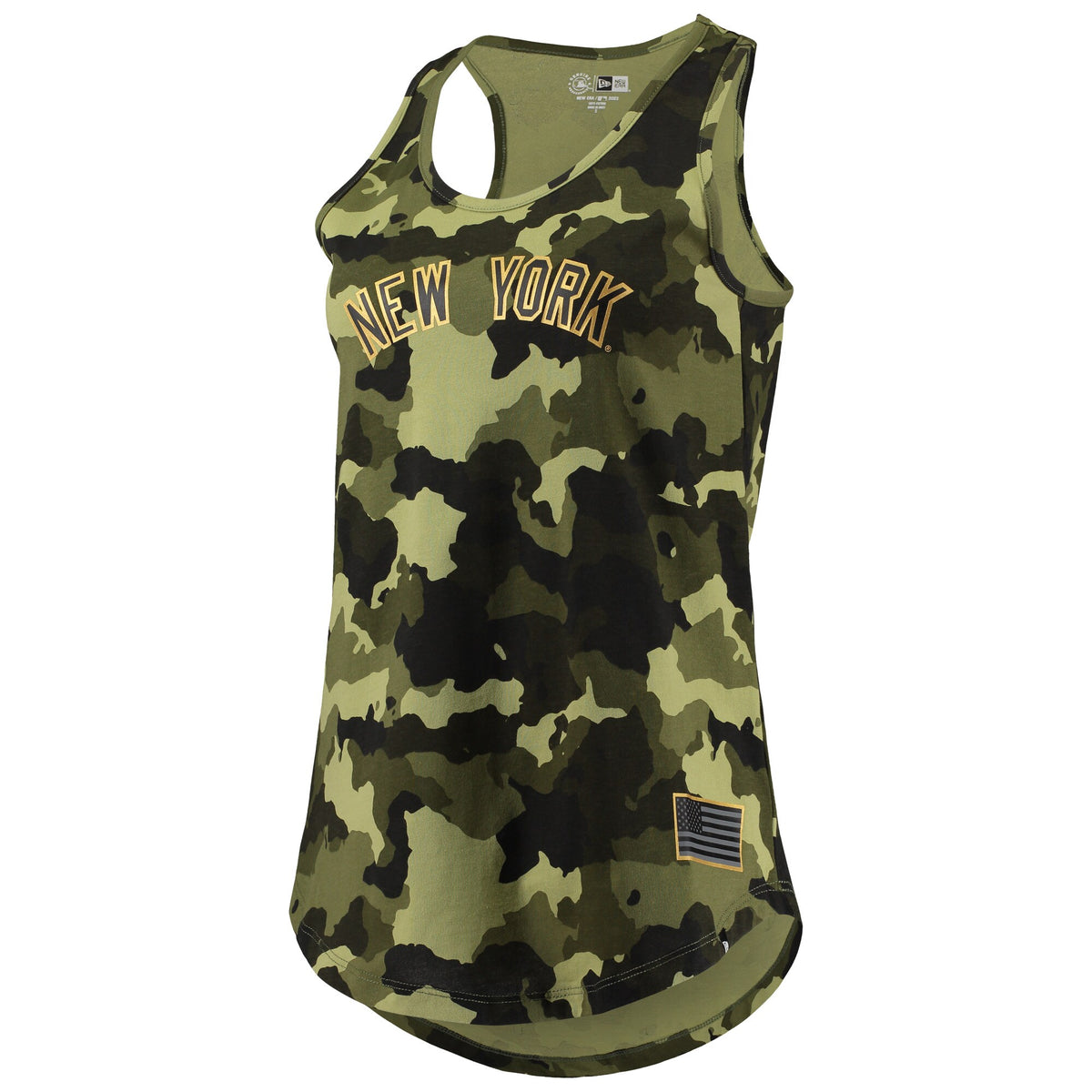 New York Yankees New Era Womens 2022 Mlb Armed Forces Day Camo Racerback Tank Top Green